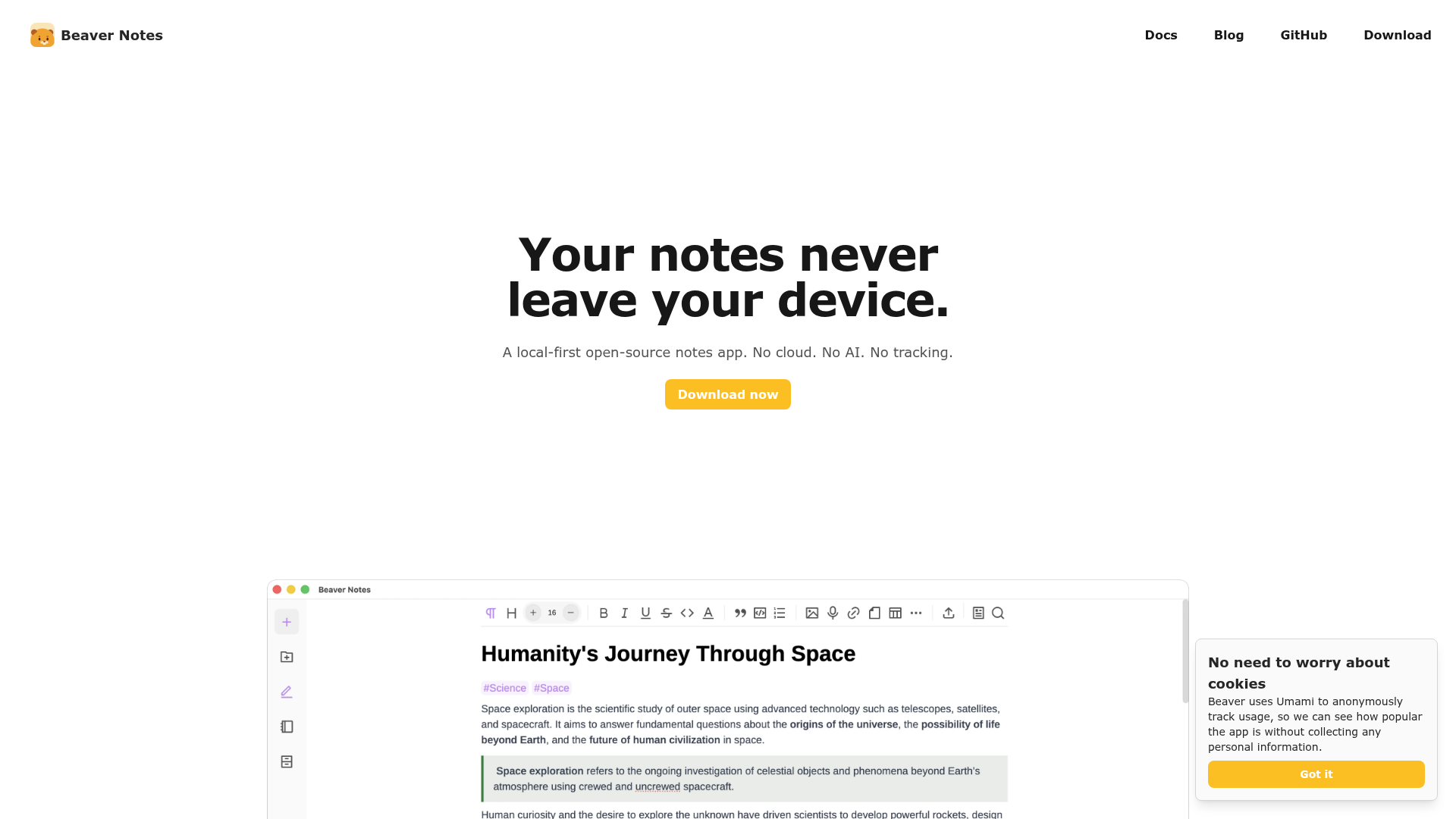 Beaver Notes preview
