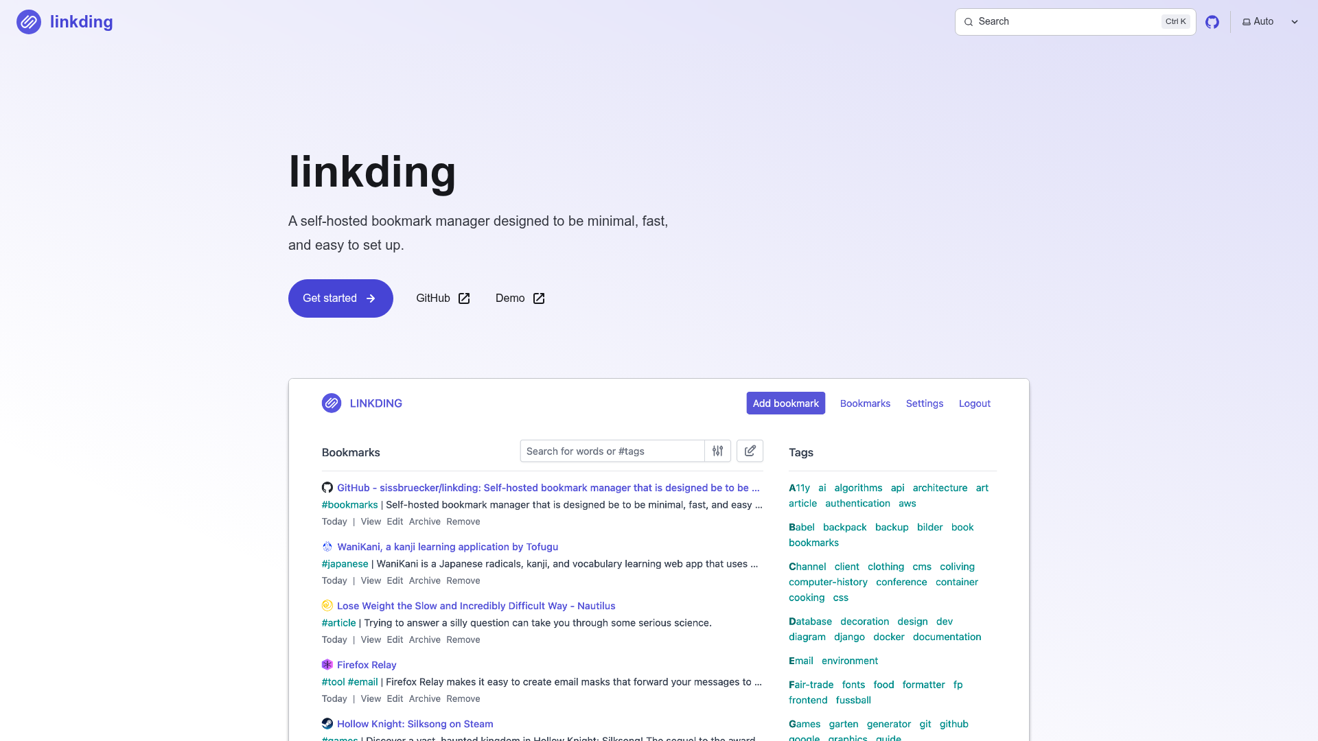 Linkding preview